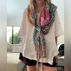 Johnny Was 100% silk paradise scarf: bohemian resort wear